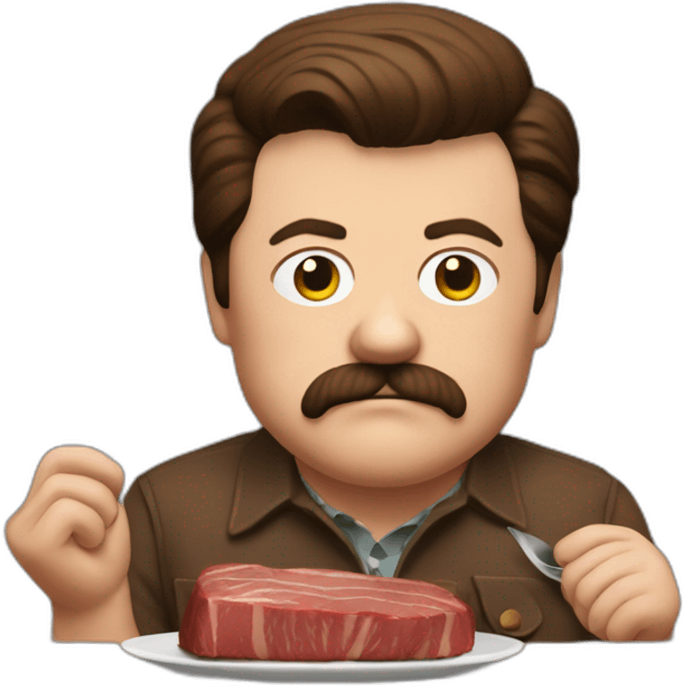 ron swanson eating steak emoji