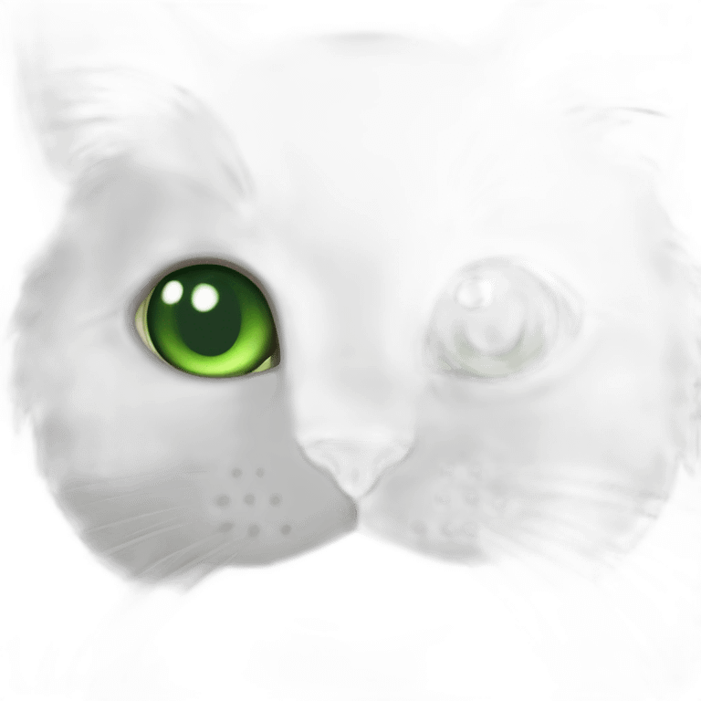 White cat with green eyes emoji