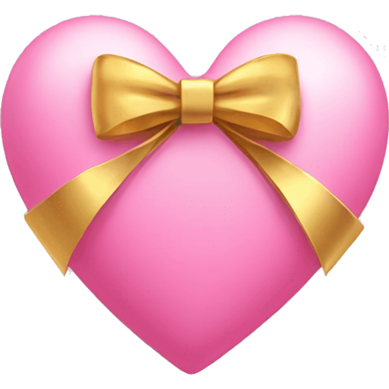 cute pink heart with gold bow emoji