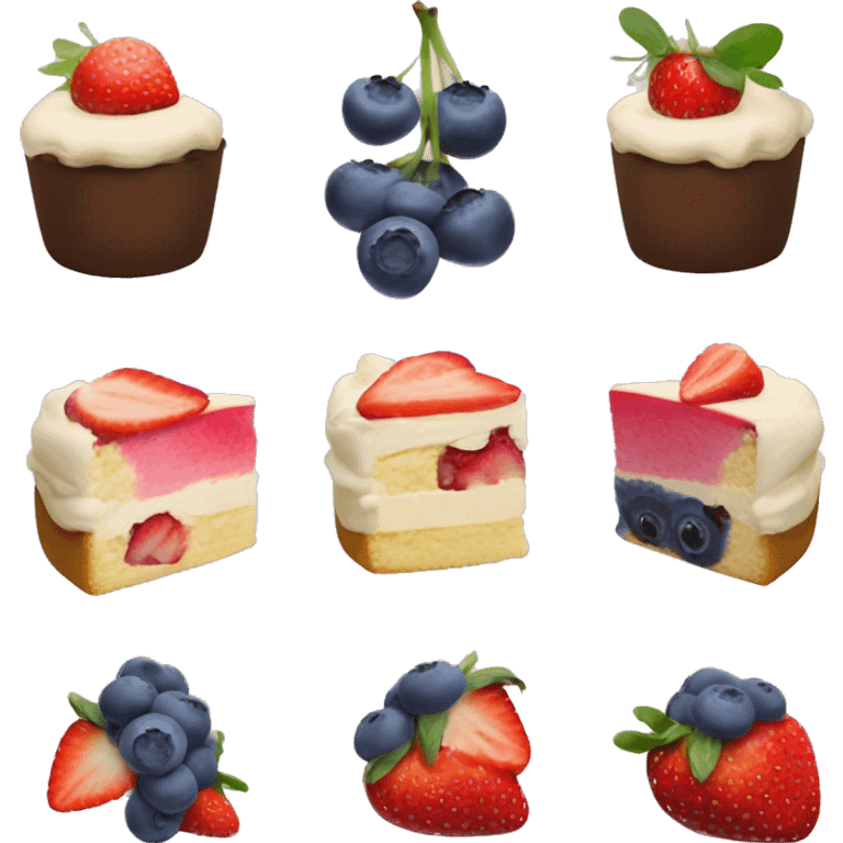 Blueberry, strawberry, and bananaCheesecake  emoji