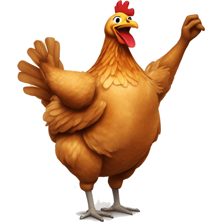 A roast chicken that is dancing  emoji