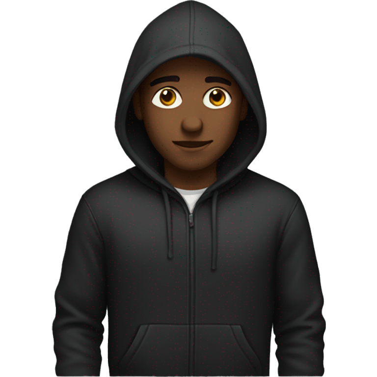 Guy wearing a black hoodie emoji