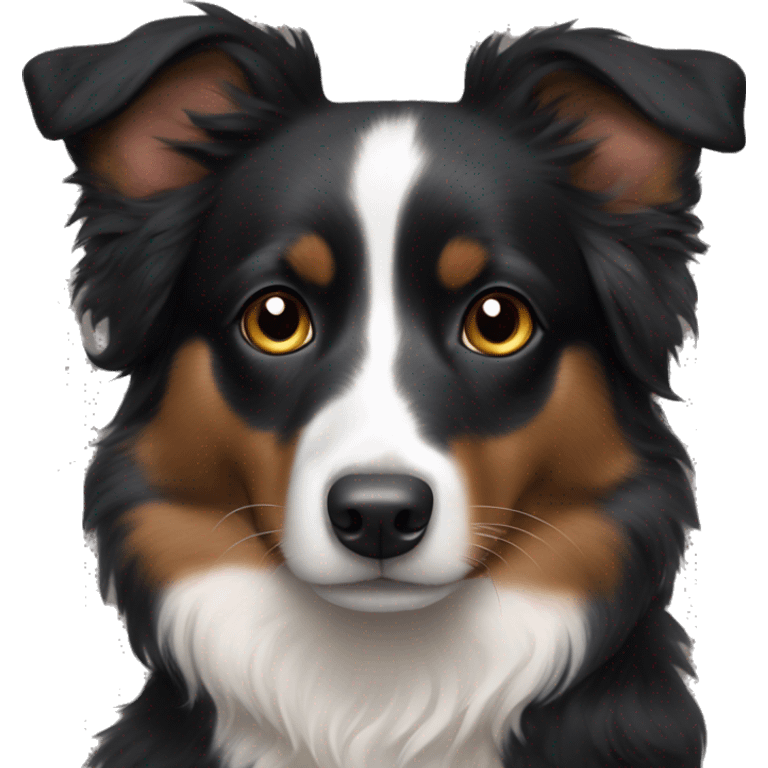 black mini australian shepherd with erect ears emoji