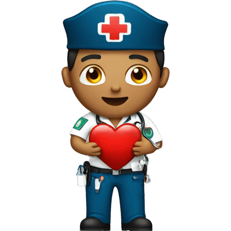 Paramedic holding a heart emoji