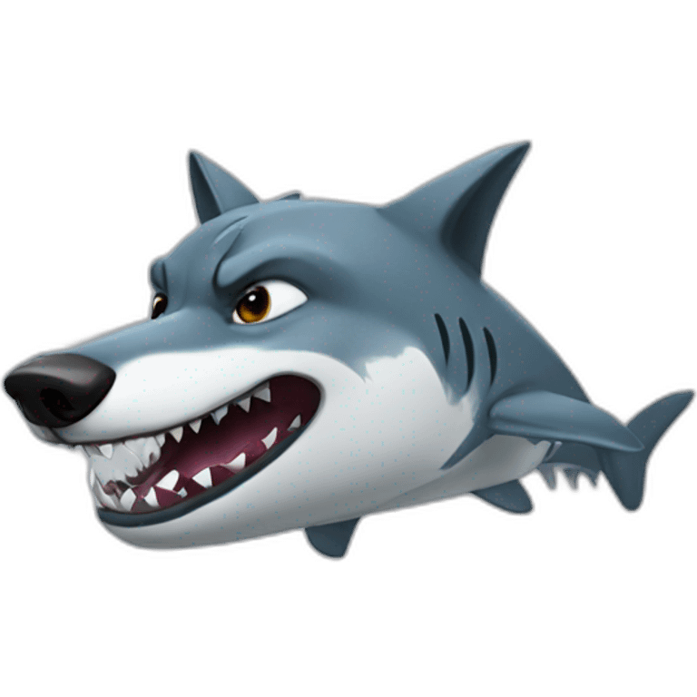 A wolf with shark head emoji