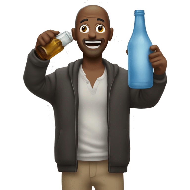 Crazy man with bottle emoji