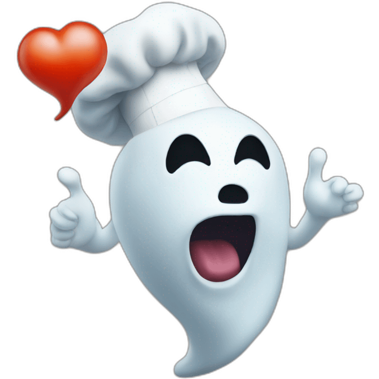 ghost wearing chef hat and blowing kiss emoji