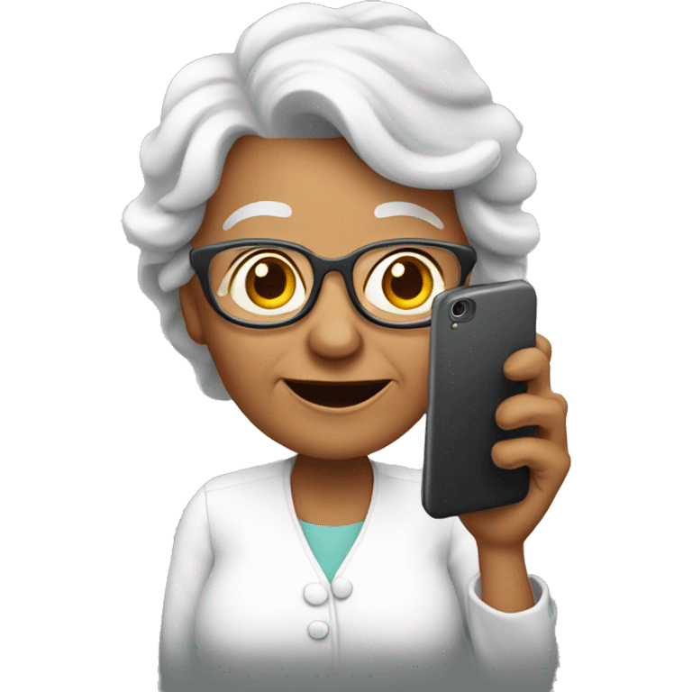 grandma with phone emoji