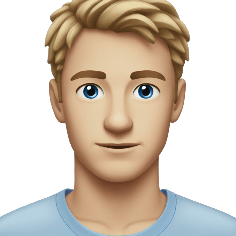 A head and shoulders shot of a 22 year old Caucasian man, with short brown hair,   with blue eyes wearing a t-shirt. emoji