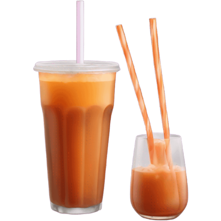 thai iced tea with a straw emoji