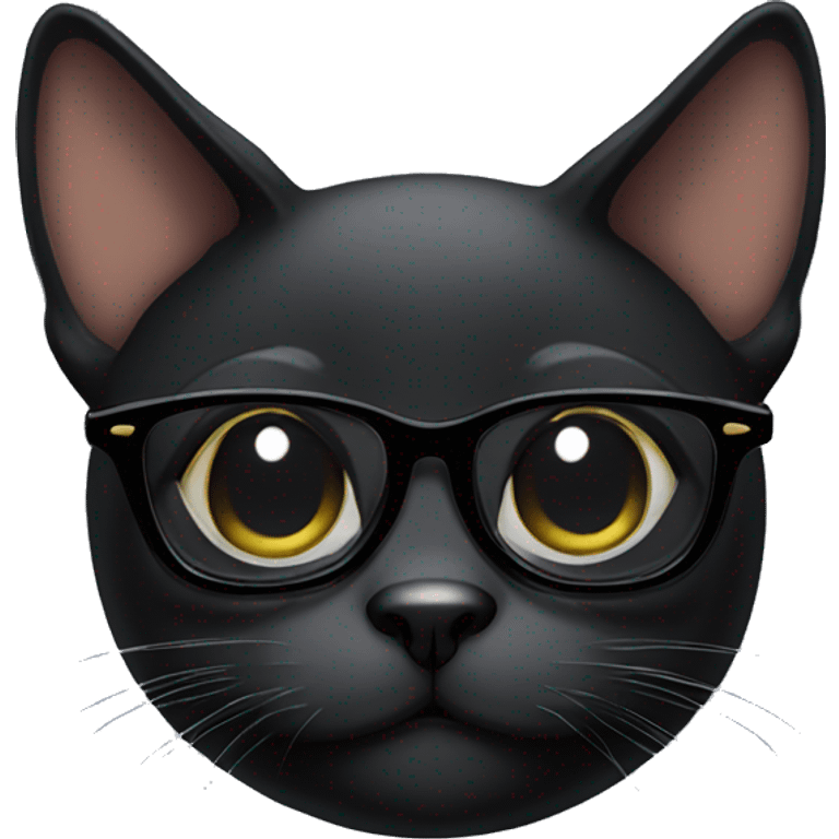 black cat with glasses emoji