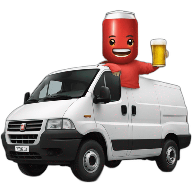 Fiat Ducato red bad guy drinking beer in t-shirt 52 emoji