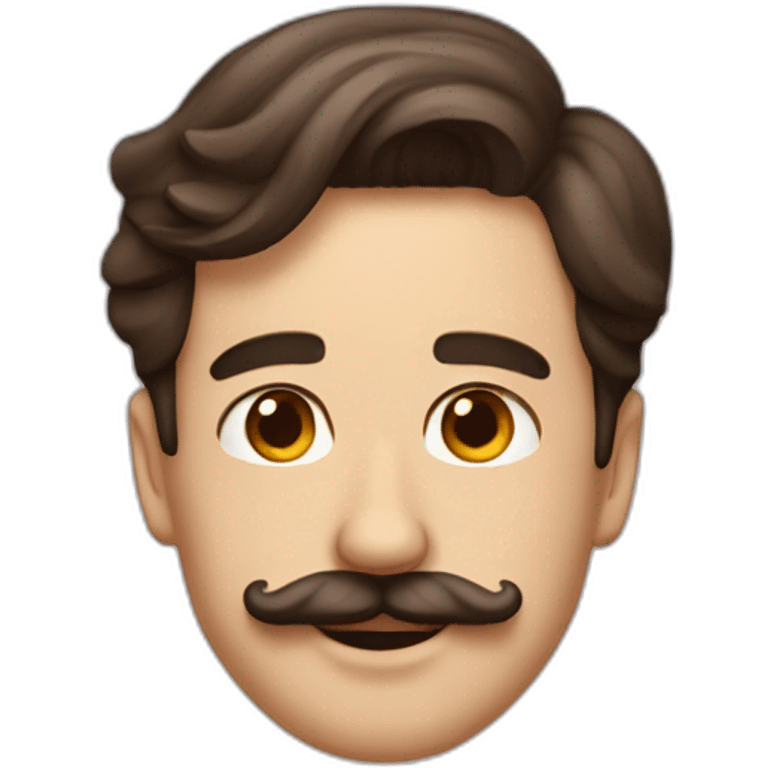 man with brown hair comped sideways and a small mustache like charlie chaplin mustache emoji