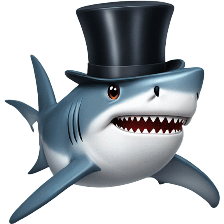 Shark with a top hat emoji