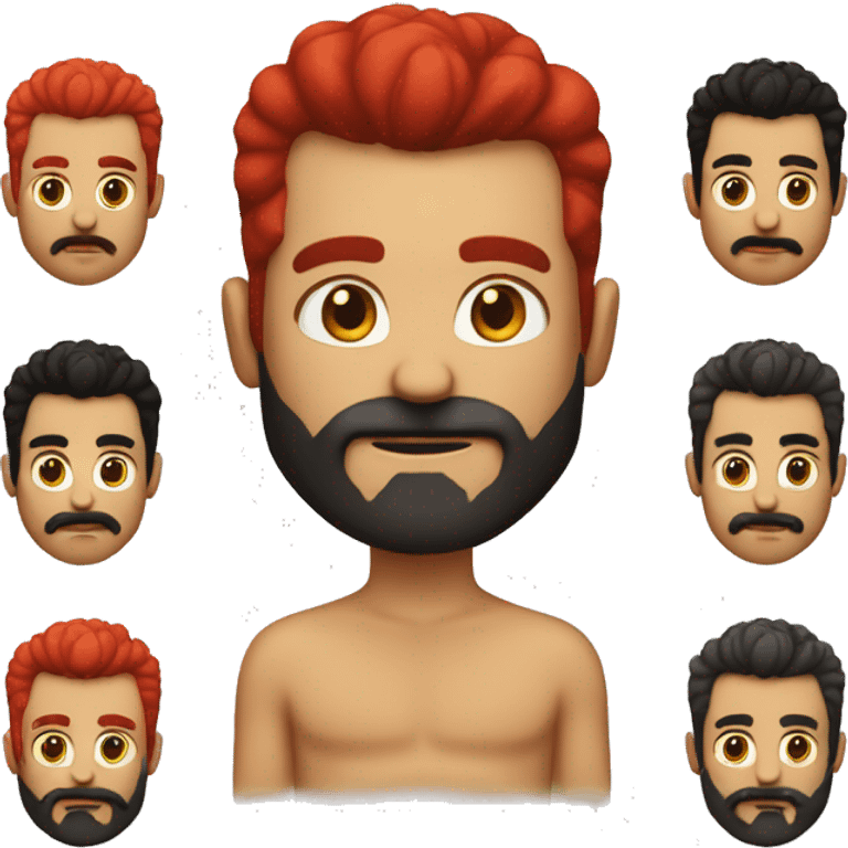 Hombre sin bigote con camisa roja pelo corto no tanto y color de pelo negro y color de piel blanca emoji