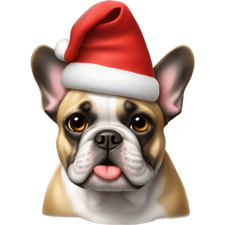 French bulldog wearing Santa hat emoji