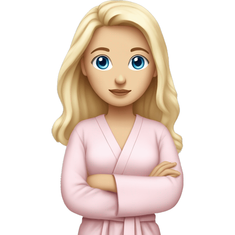 white girl blue eyes in light pink robe emoji