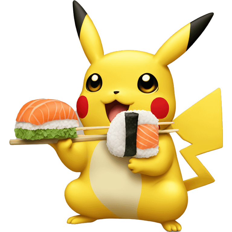 pikachu eating sushi emoji