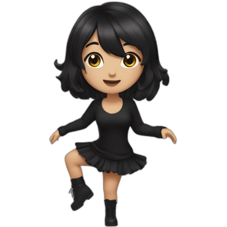 Thicc-goth-girl-with-black-hair-and-brown-eyes--dancing emoji