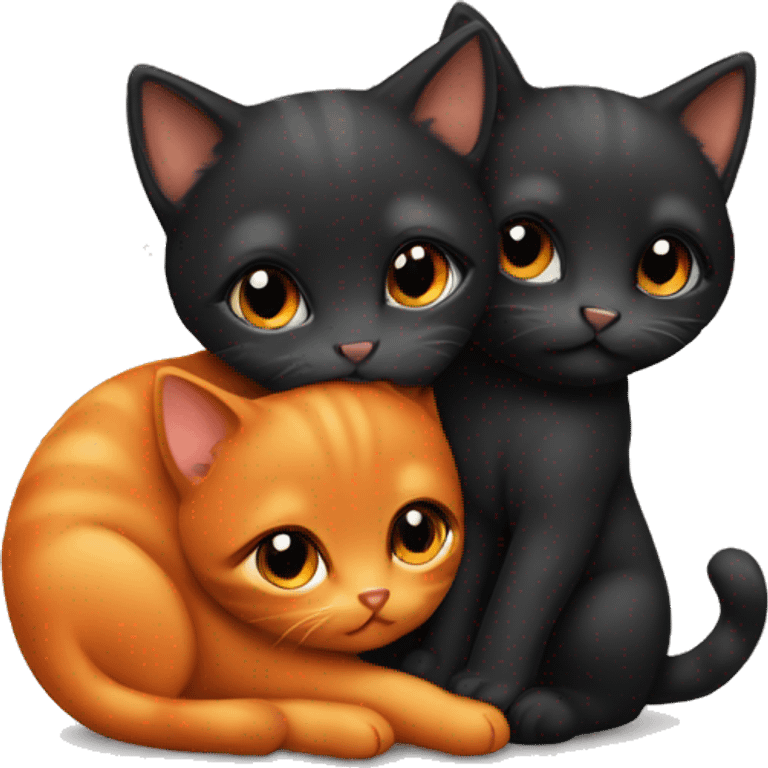 small black and orange kittens cuddling emoji