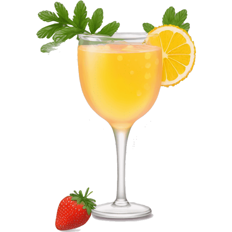 Mimosa with strawberry on rim emoji