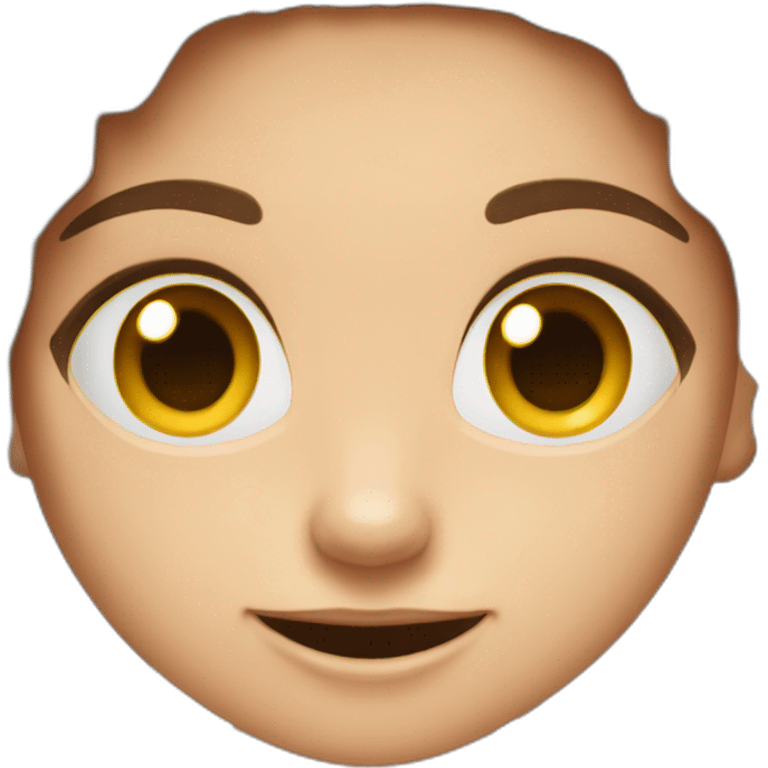 a girl with brown hair with two chipsters instead her 2 front tooth emoji