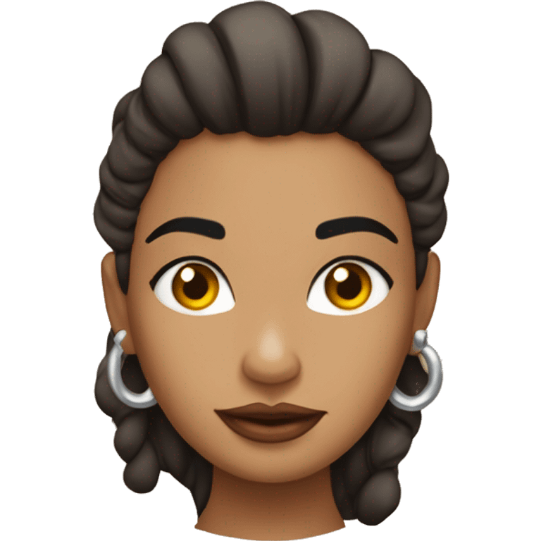 Uma mulher segurando uma agulha americana de fazer piercing  emoji