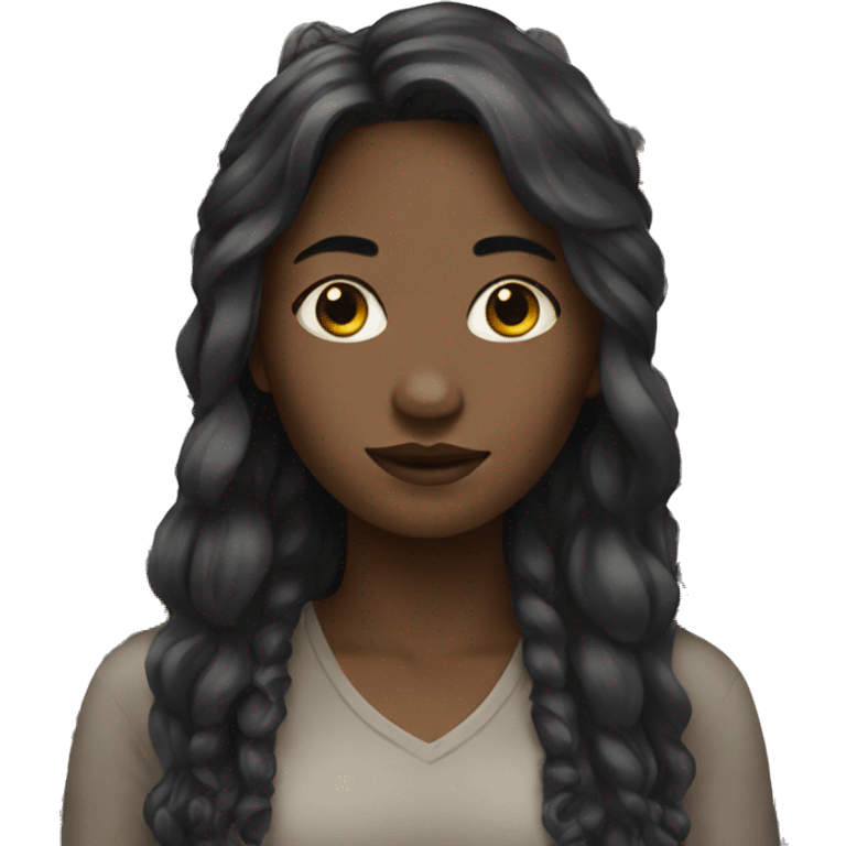 Black girl with long hair emoji