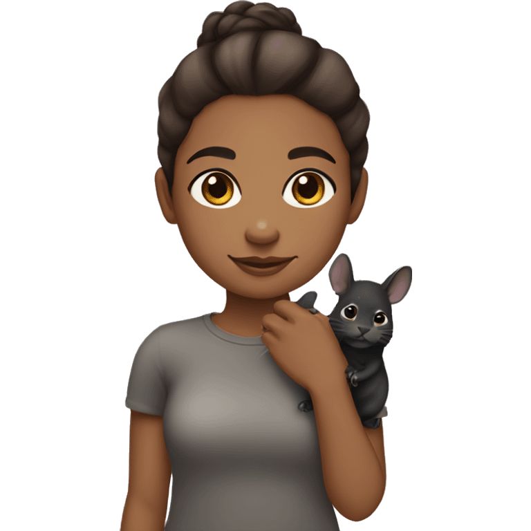 brown girl with her black chinchilla emoji