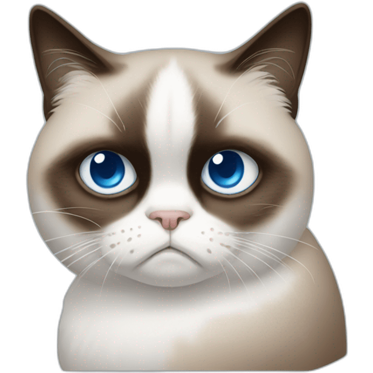 a white version of grumpy cat with blue eyes emoji