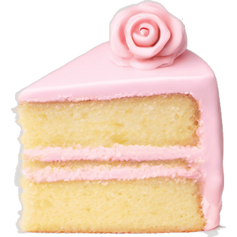 Piece of light pink cake on a white regency cute saucer emoji