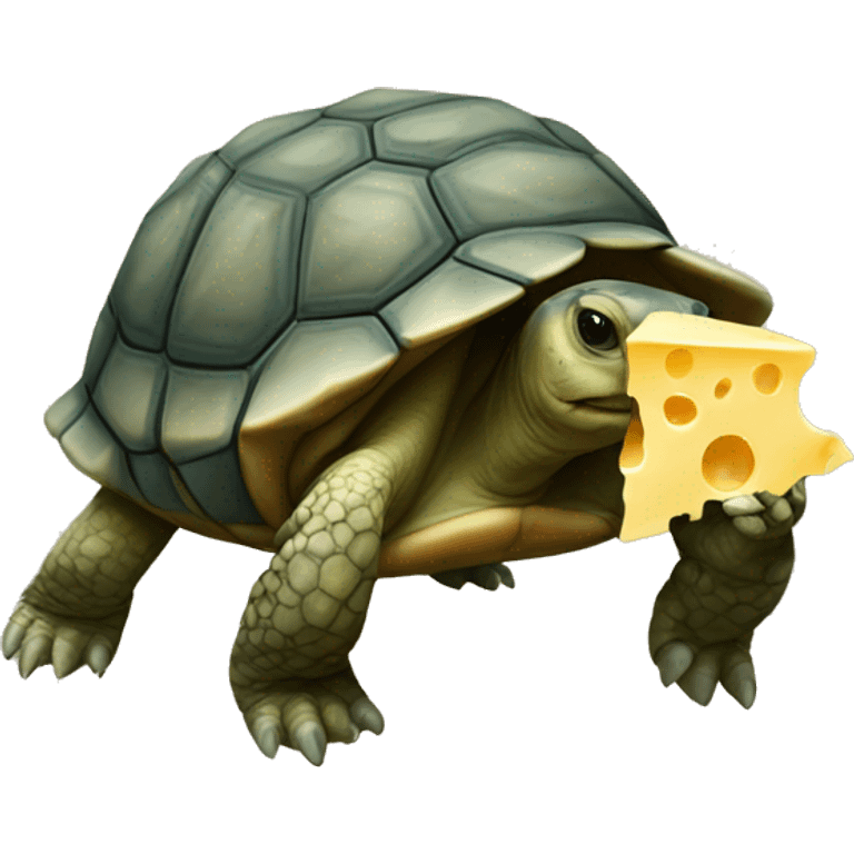 Tortoise holding cheese emoji