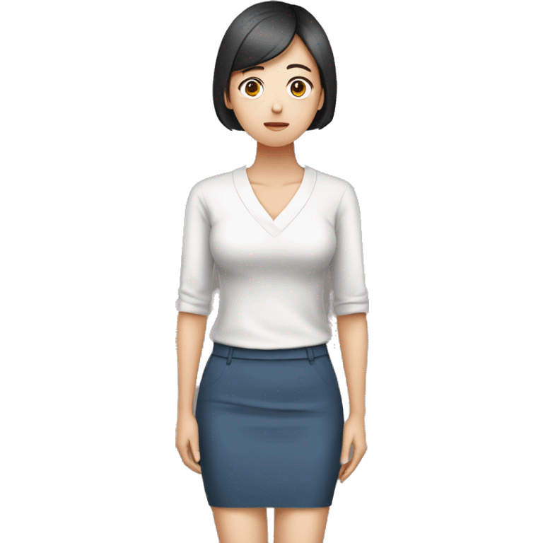 Hands on waist, Korean woman, sad expression, slim person emoji