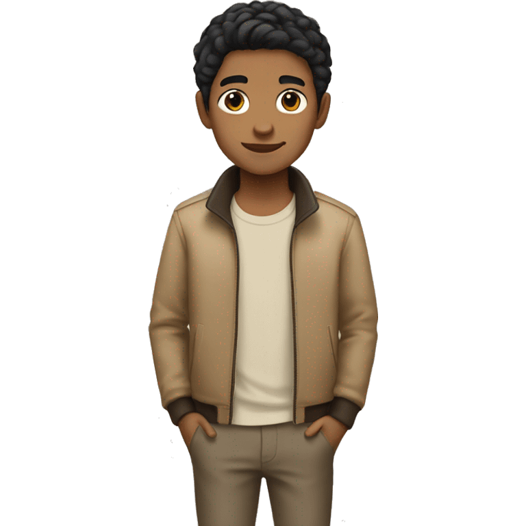 Boy with black hair and light brown clothes  emoji