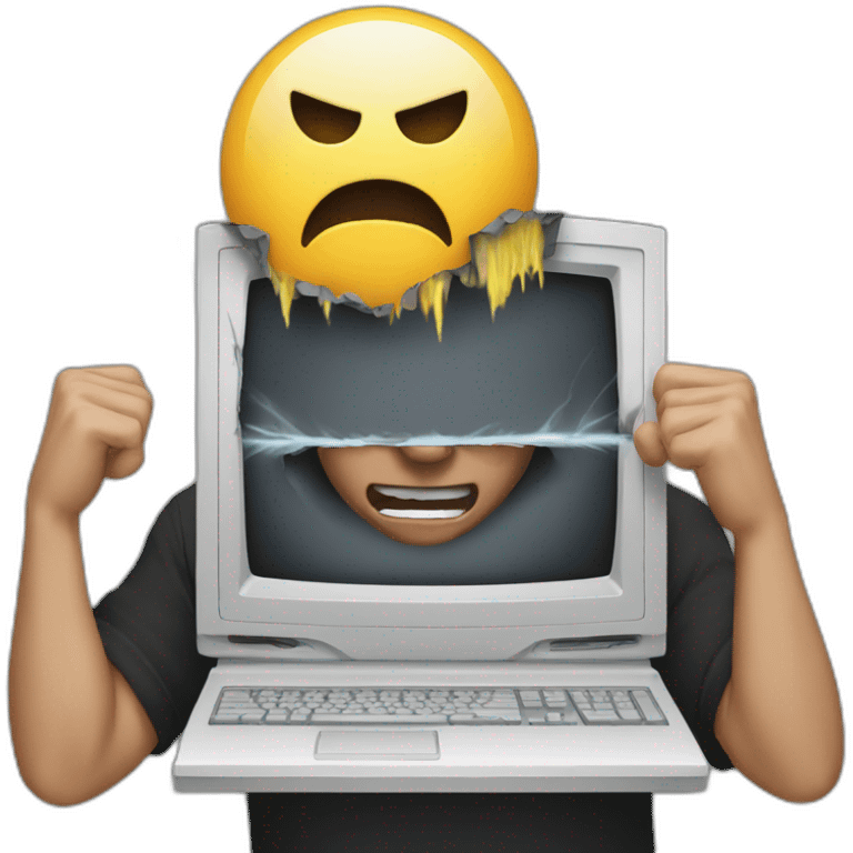 michael destroys his computer in rage emoji