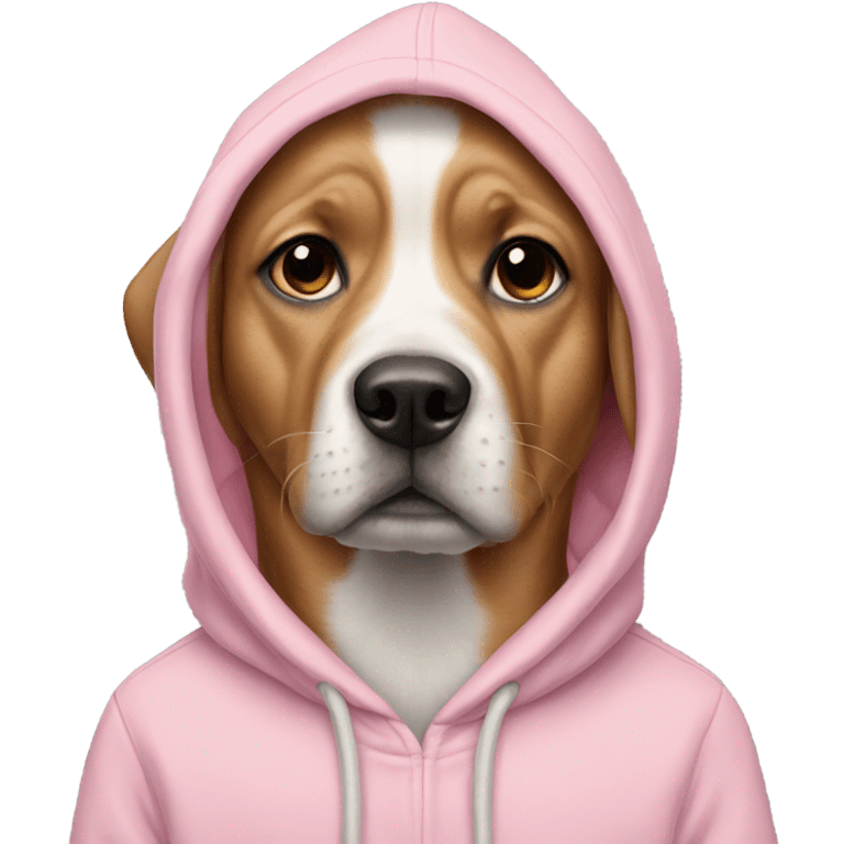 Dog wearing pastel pink hoodie emoji