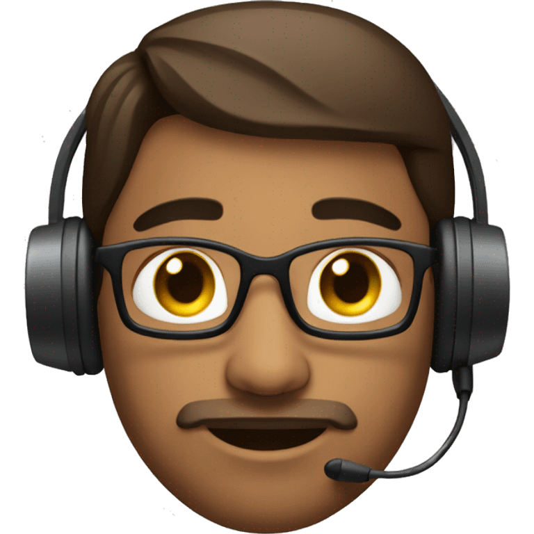 Indian guy with headset on working at a des emoji