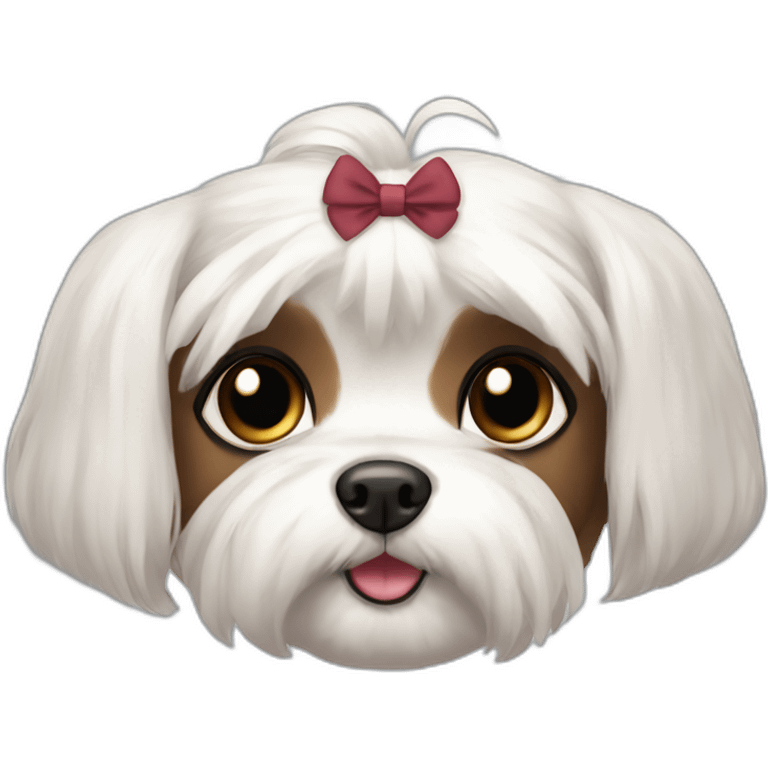 Maltese dog, brown eyes, black eyes, dark eyes, female with a hair bow emoji