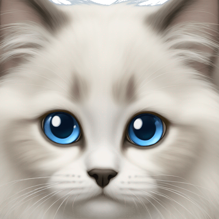 Fluffy holy birman kitten with blue eyes emoji