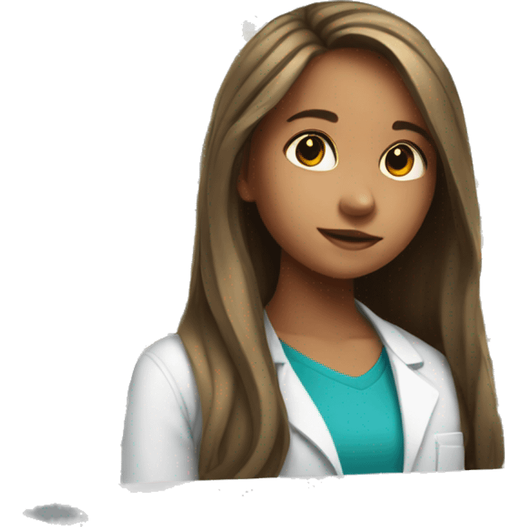 young girl with long hair working in a pharmacy emoji