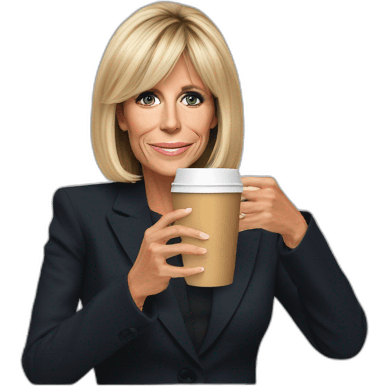 Brigitte-Macron-drink-coffee emoji