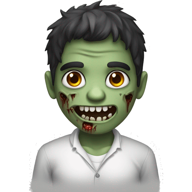 boy zombie with dark hair and white shirt emoji