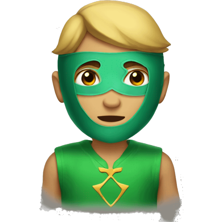 A boy wearing a Zelda mask emoji