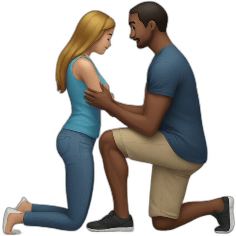 Woman on knees facing man emoji