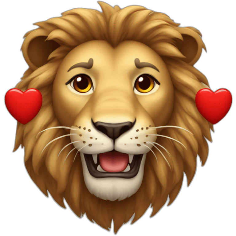 Lion smiling face with red hearts instead of eyes emoji