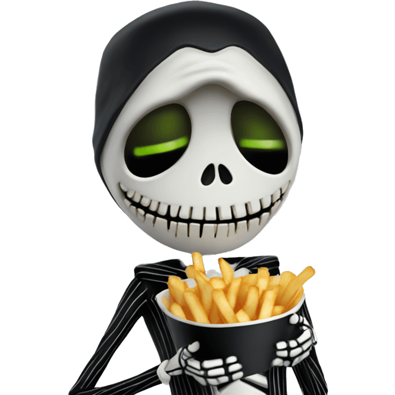 Jack skellington eating fries emoji