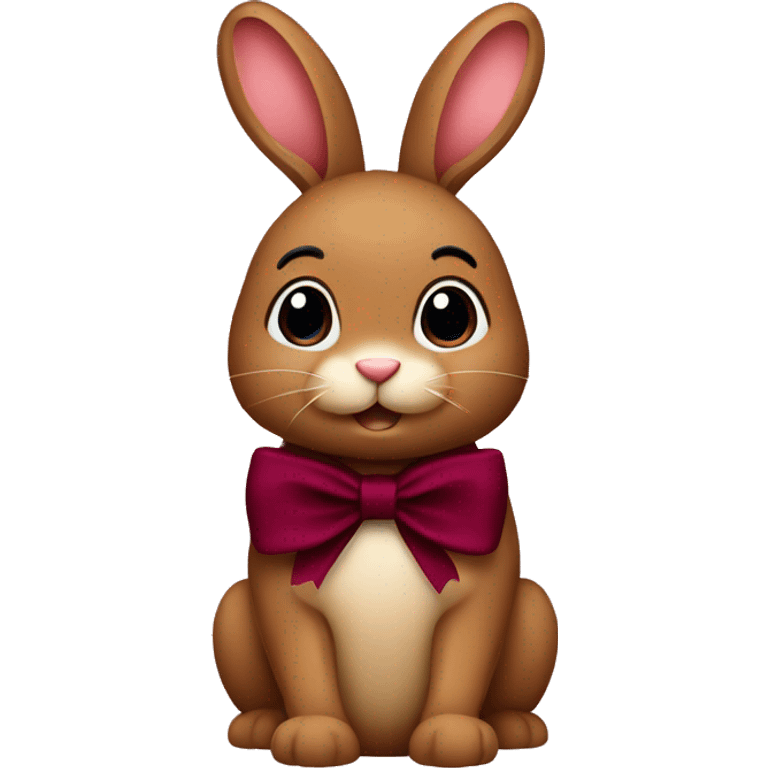 Brown bunny with burgundy bow emoji