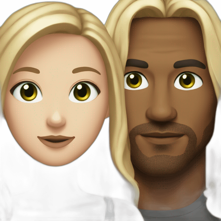 Dwayne Jhonson and White girl green eyes ans very long dark blond hair emoji