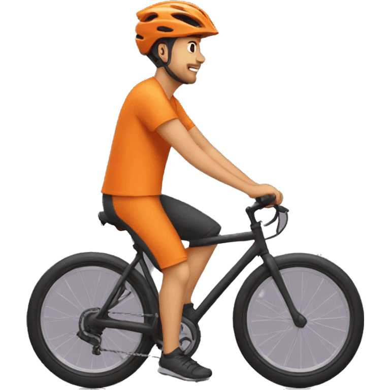 Man on a bike orange shirt emoji