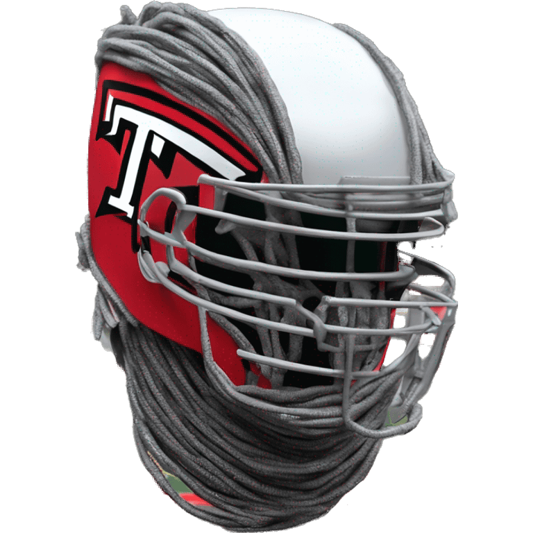 Texas-tech-red-raiders barber wire covered gunmetal tattooed battle helmet Mohawk multi color white silver 3d emoji